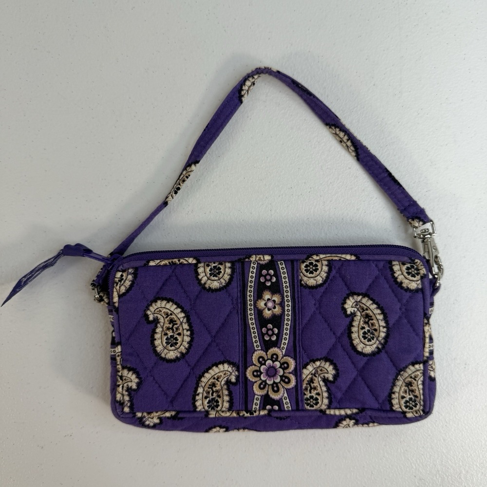 Vera Bradley Simply Violet Wristlet Wallet Purple Floral Paisley Zip ID Card - Picture 2 of 14